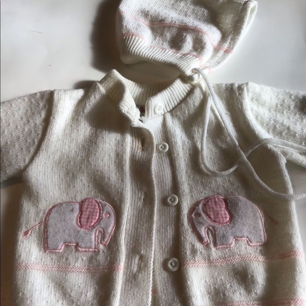 Vintage 1989 pink sweater and hat girls